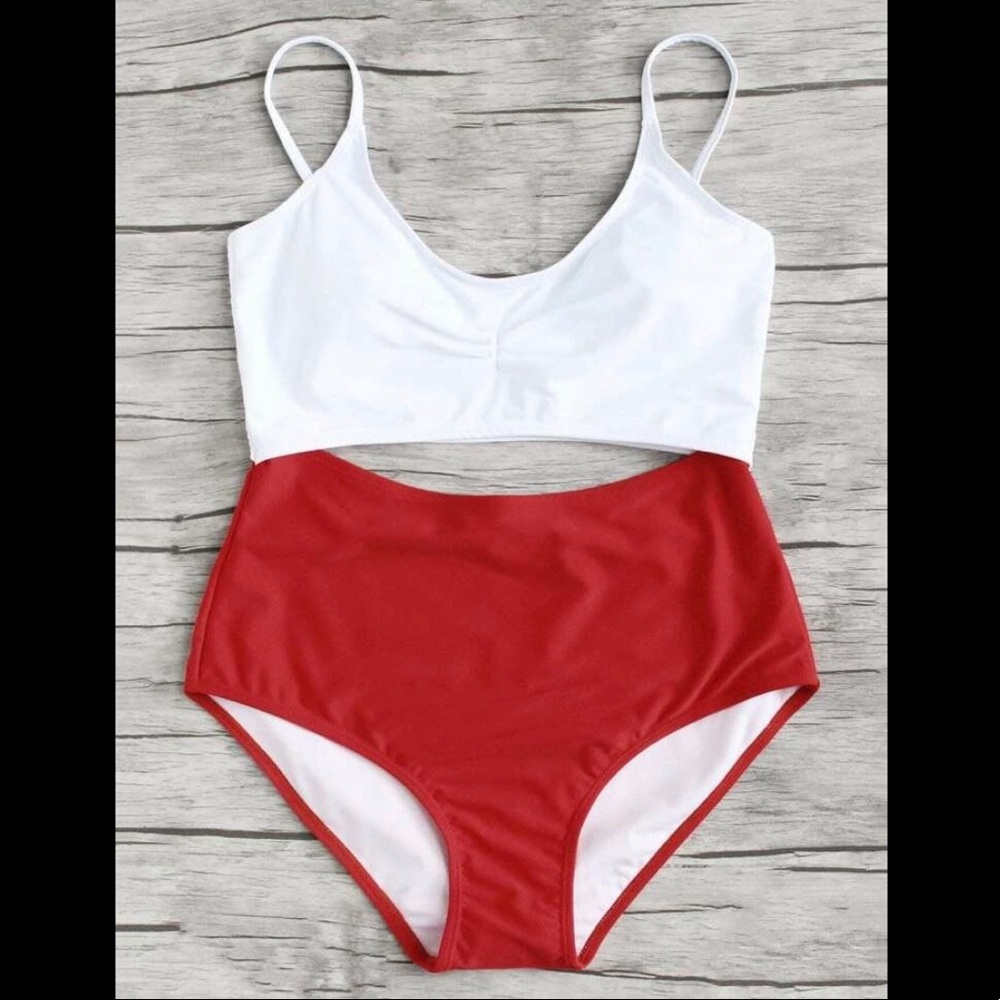 NWOT Red and White Monokini